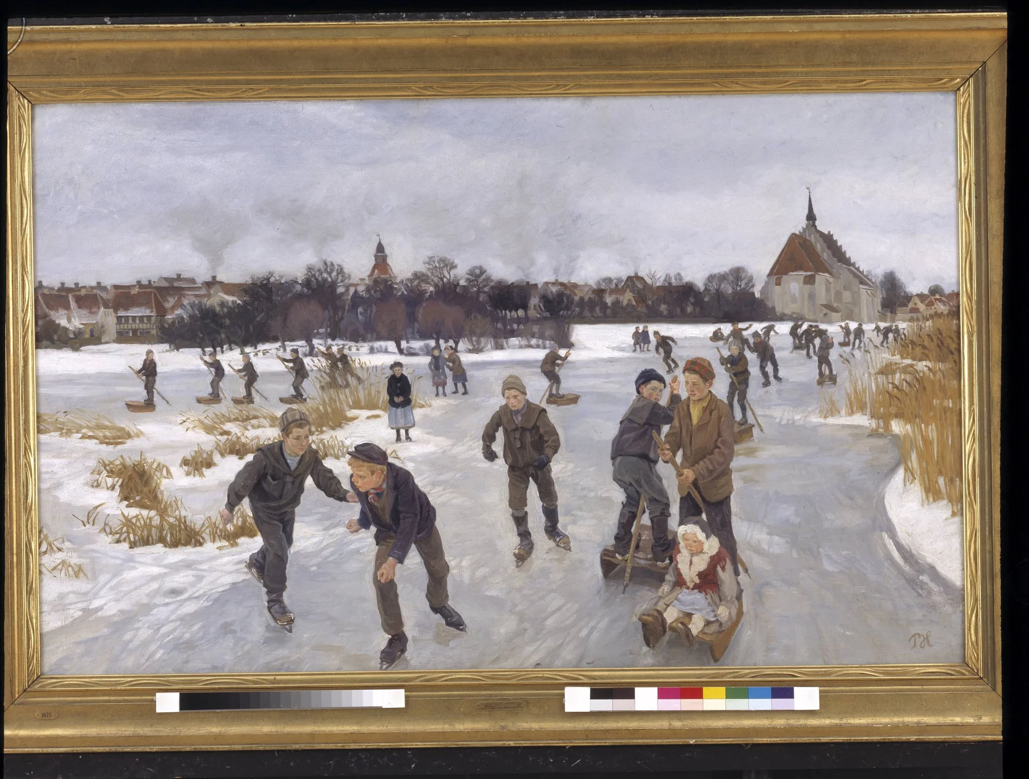 Children skating outside Fåborg, detail