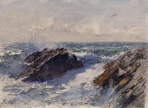 Sea and Rock, Cornwall, by Arthur Hopkins, watercolor, 1903
