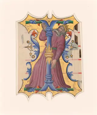 Initial I with David, by Master of the Cypresses, 1434