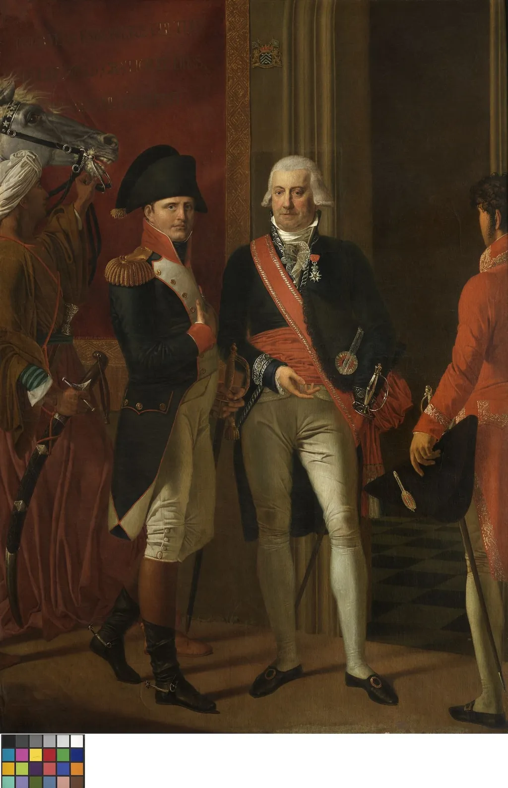 Burgemeester De Croeser ontvangt Napoleon Bonaparte op het Brugse stadhuis in 1803, by Joseph-Denis Odevaere, oil, 1807