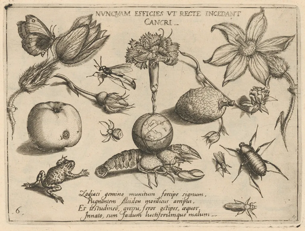 Archetypa studiaque patris Georgii Hoefnagelii [Part 4, Plate 6], by Jacob Hoefnagel, ink, 1592