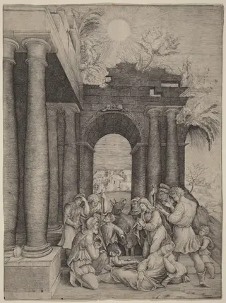 The Adoration of the Shepherds, by Master HFE, ink, 1515