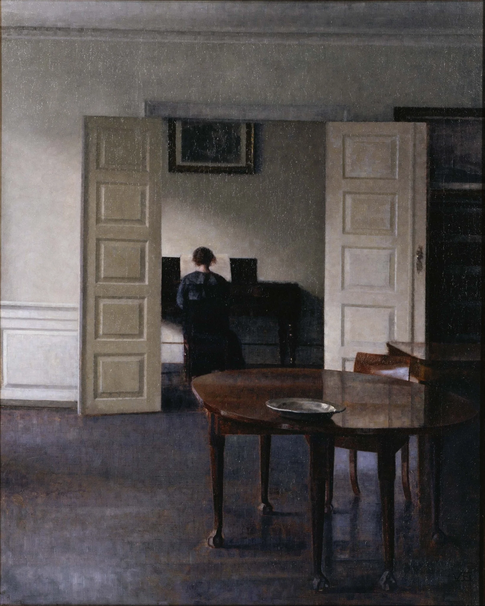 Interior with Ida Playing the Piano, detail