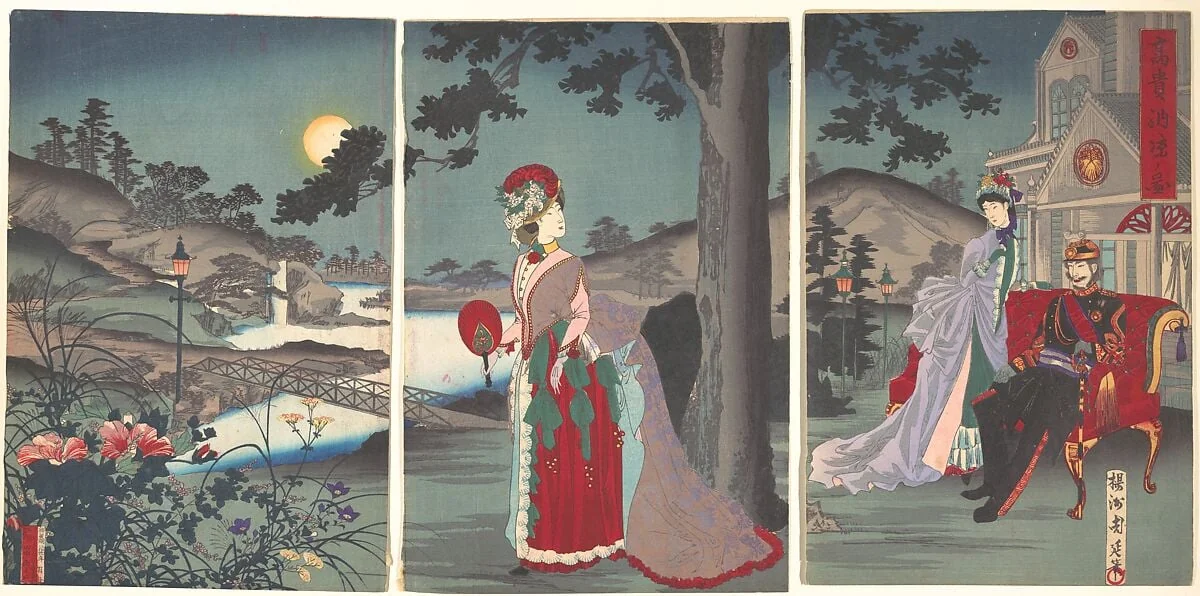 『高貴納涼ノ図』|Nobility in the Evening Cool (Koki nōryō no zu), detail