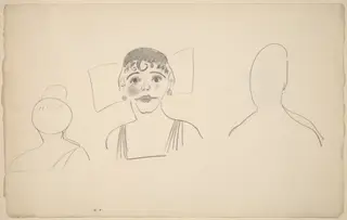 Sketches of Three Female Heads [recto], by George Bellows, graphite, 1904