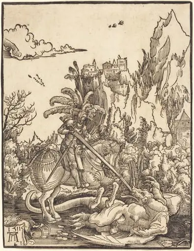 Saint George Slaying the Dragon, by Albrecht Altdorfer, ink, 1511