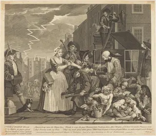 A Rake's Progress: pl.4, by William Hogarth, ink, 1735