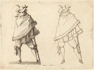 Man Wrapped in His Mantle, by Jacques Callot, ink, 1617