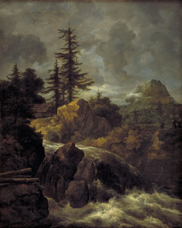 Landscape with a Waterfall and a Hut, detail