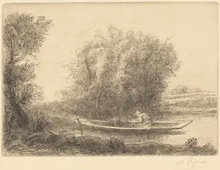 Bend in the River (Un coin de riviere), by Alphonse Legros, ink, 1874