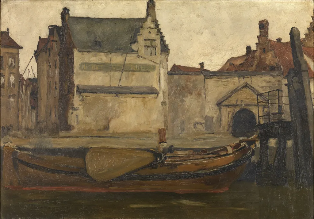 The Ferry House, by Piet Verhaert, oil, 1890