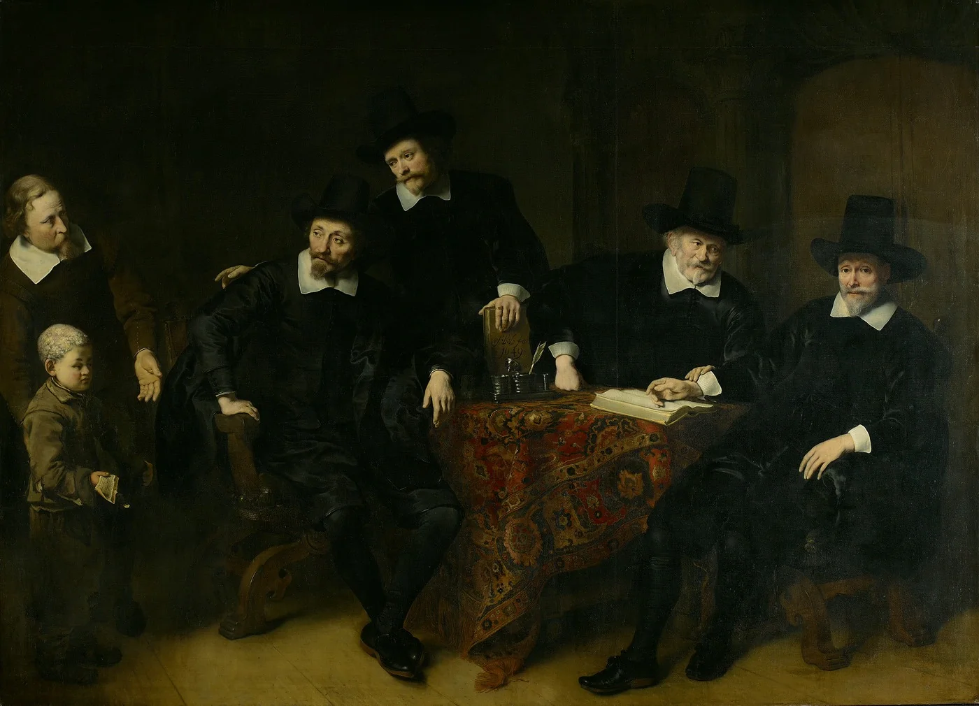 The Regents of the Leper's house in Amsterdam in 1649, detail
