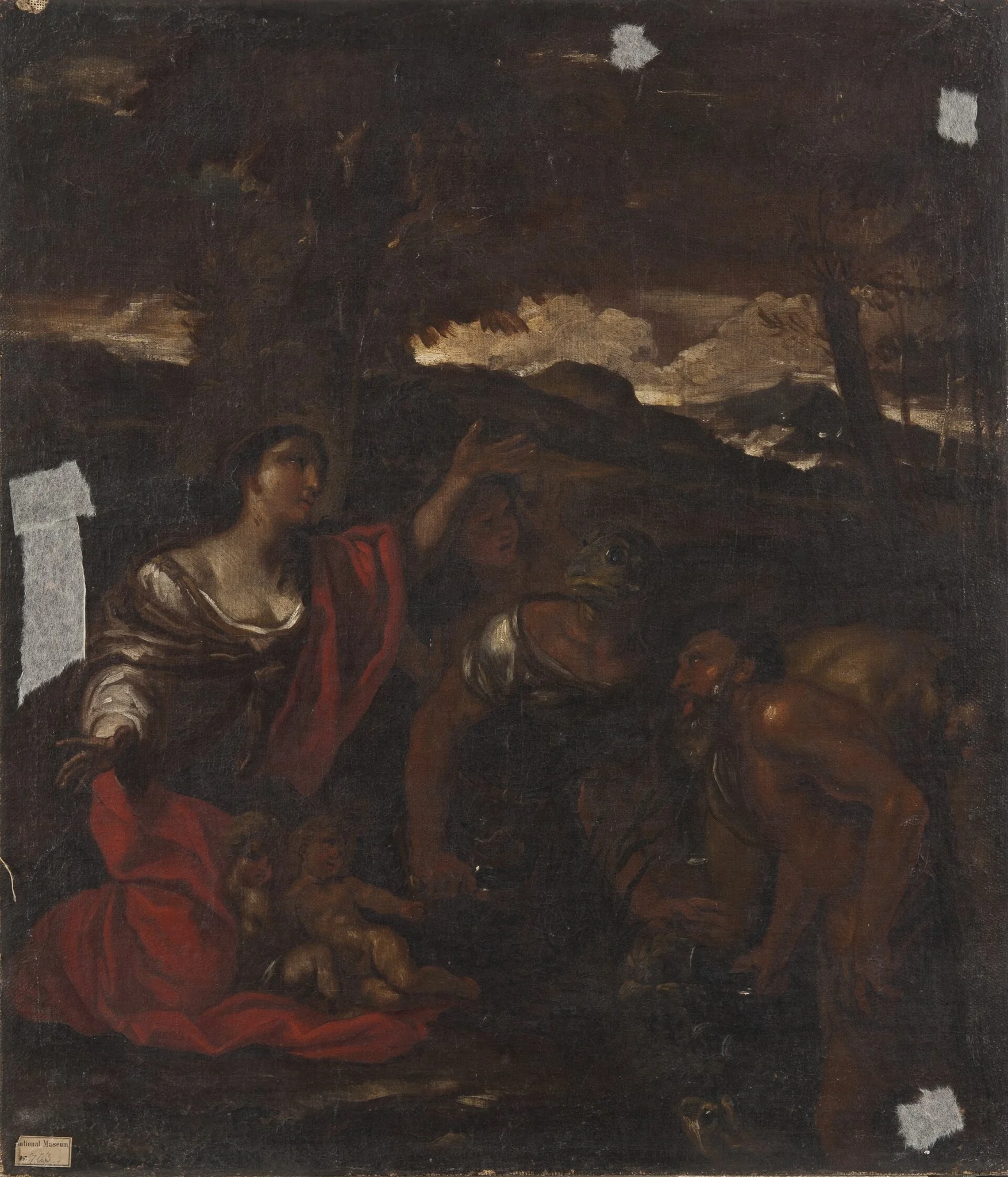 Landskap med figurer, detail