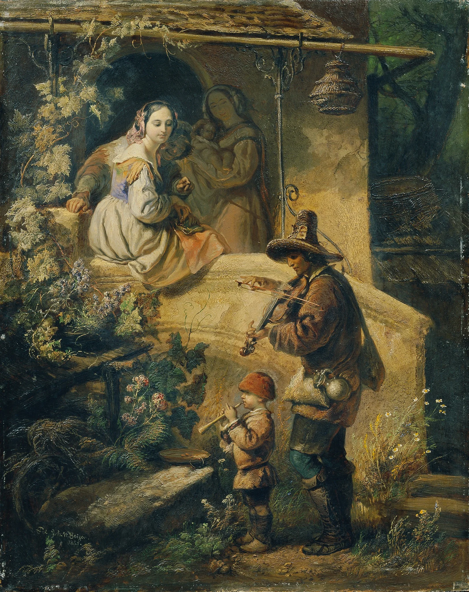 Idylle (Italienische Bettelmusikanten), detail