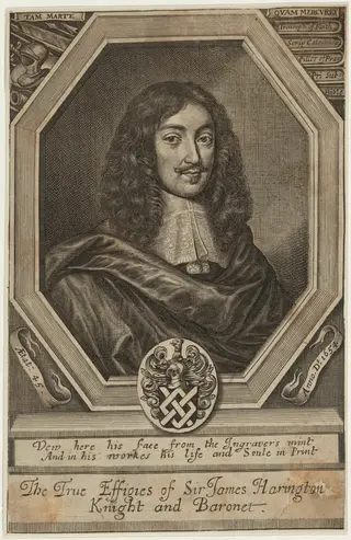 Sir James Harrington, Bart., by William Faithorne, ink, 1682