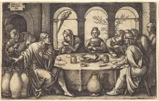 The Wedding at Cana, by Sebald Beham, ink, 1539