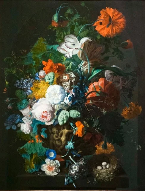 Flower Still Life with Bird's Nest, detail