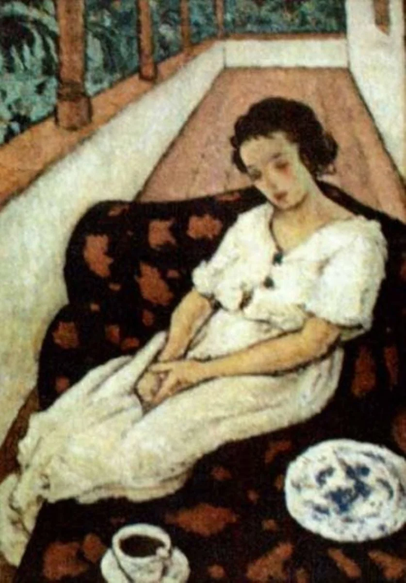 Femeie în cerdac, detail