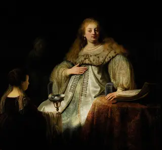 Judith at the Banquet of Holofernes, by Rembrandt van Rijn, oil, 1634