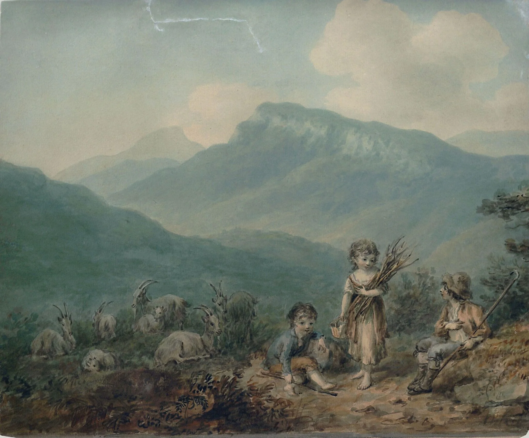 Children and goats, detail