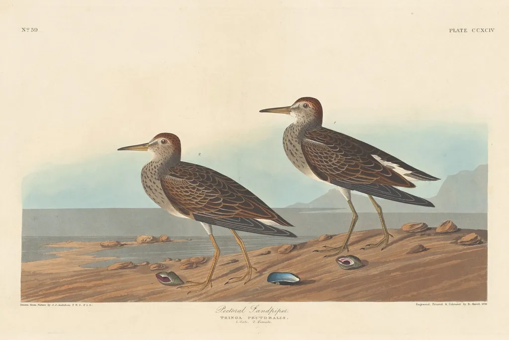 Pectoral Sandpiper, by Havell, Jr., Robert, ink, 1836