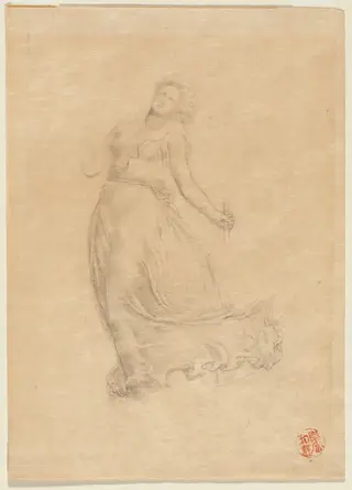 Allegorical Female Figure, by John La Farge, graphite, 1884