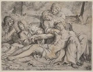 Pieta (the "Christ of Caprarola"), by Annibale Carracci, ink, 1597