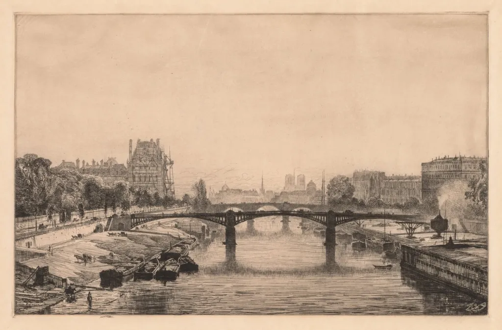 Paris, View from the Concorde Bridge, by Maxime Lalanne, 1866