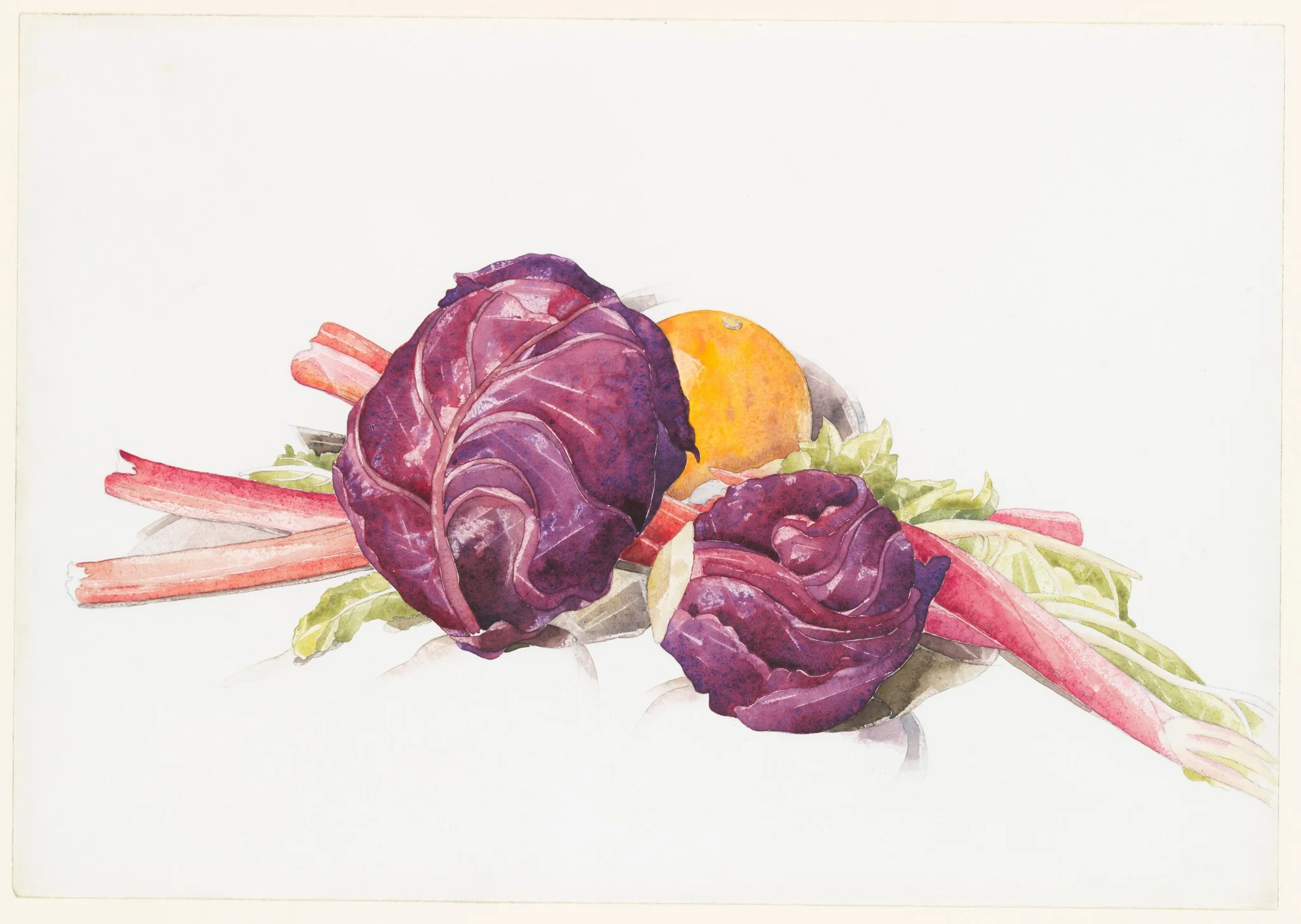 Red Cabbages, Rhubarb and Orange, detail