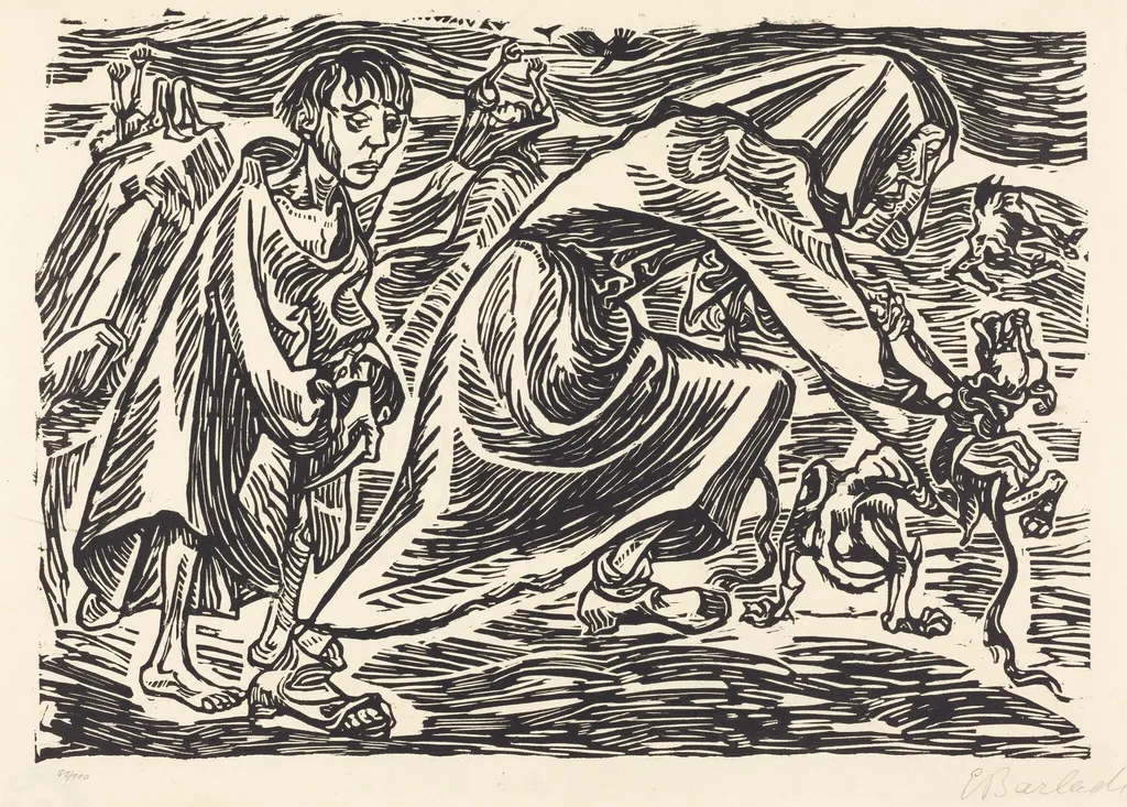 The Dog Catcher, by Ernst Barlach, ink, 1919