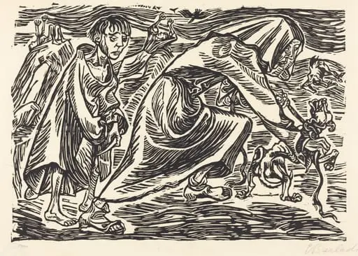 The Dog Catcher, by Ernst Barlach, ink, 1919