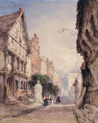 Street Scene, by Ince, watercolor, 1832
