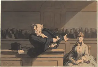 Le Défenseur (Counsel for the Defense), by Honoré Daumier, ink, 1864