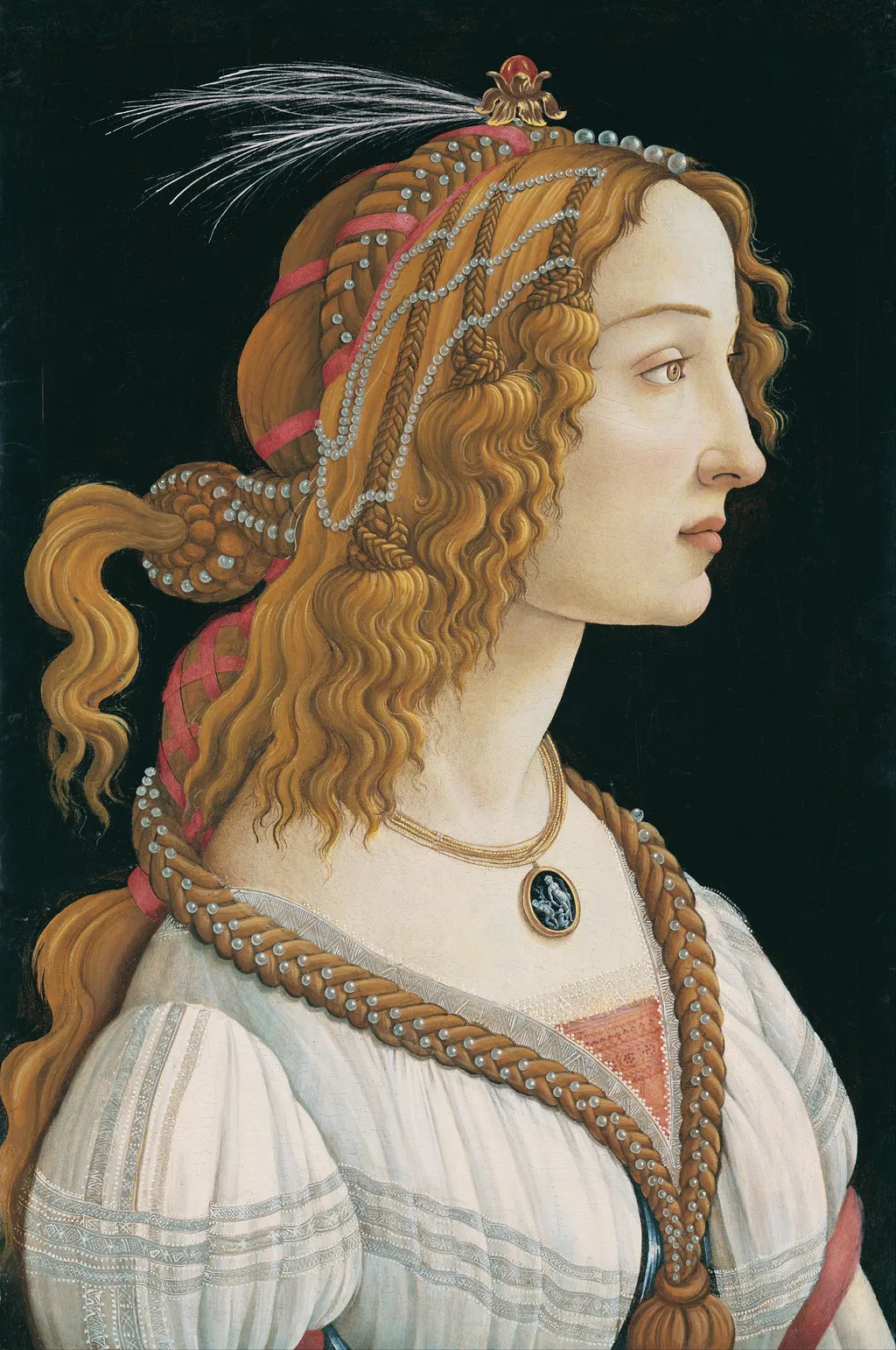 Idealized Portrait of a Lady (Portrait of Simonetta Vespucci as Nymph), by Sandro Botticelli, mixed, 1492