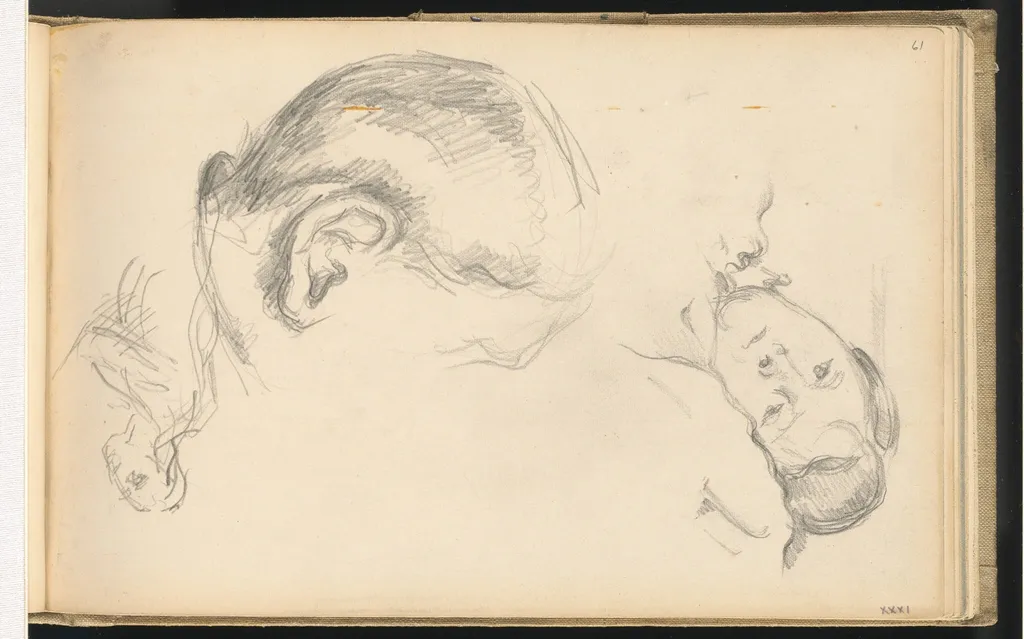 Three Heads, One of Madame Cezanne, by Paul Cézanne, graphite, 1884