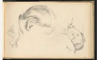 Three Heads, One of Madame Cezanne, by Paul Cézanne, graphite, 1884