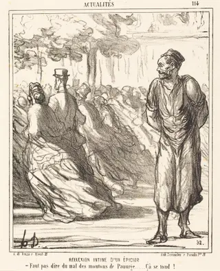Réflection intime d'un épicier, by Honoré Daumier, ink, 1867
