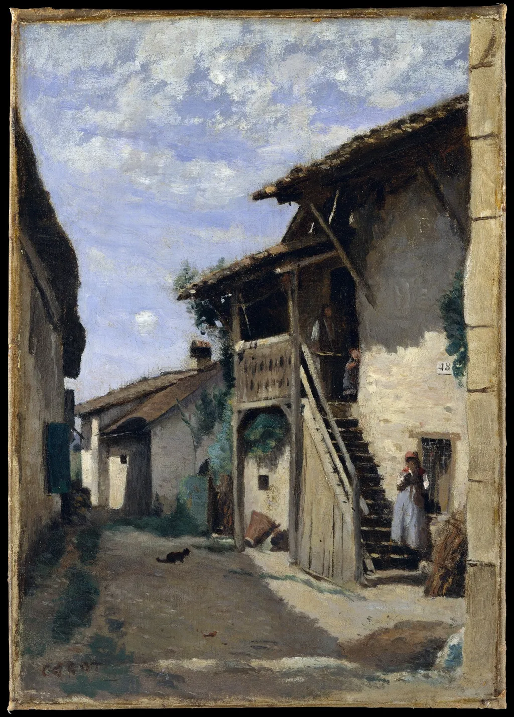 A Village Street: Dardagny, by Jean Baptiste Camille Corot, oil, 1842