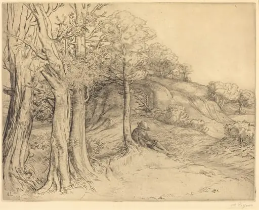 Solitude (Solitude (Paysage)), by Alphonse Legros, ink, 1874