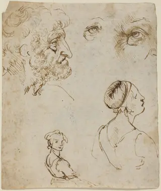Sheet of Studies [recto], by Leonardo da Vinci, chalk, 1475