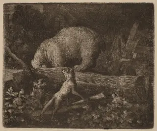 The Bear Trapped, by Allart van Everdingen, ink, 1650