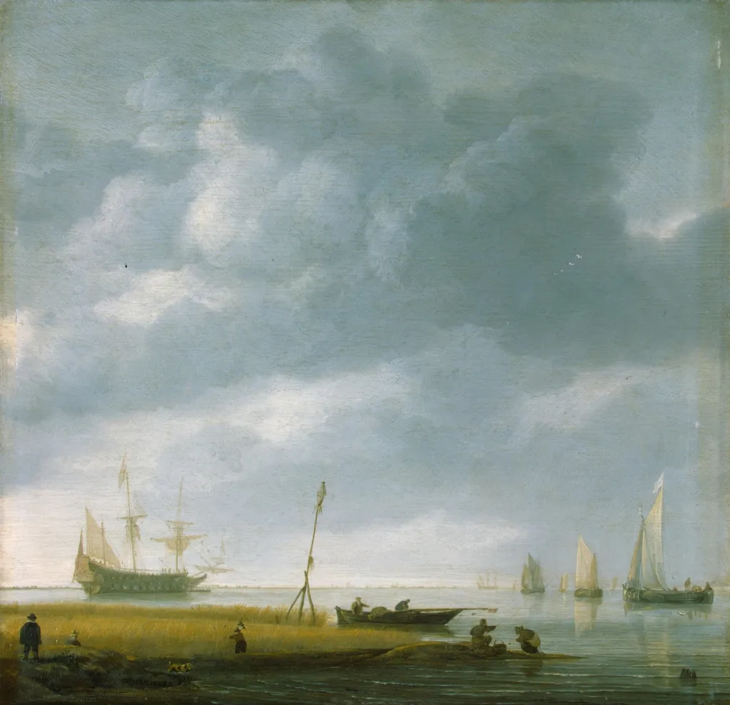 Seashore, by Simon de Vlieger, oil, 1630