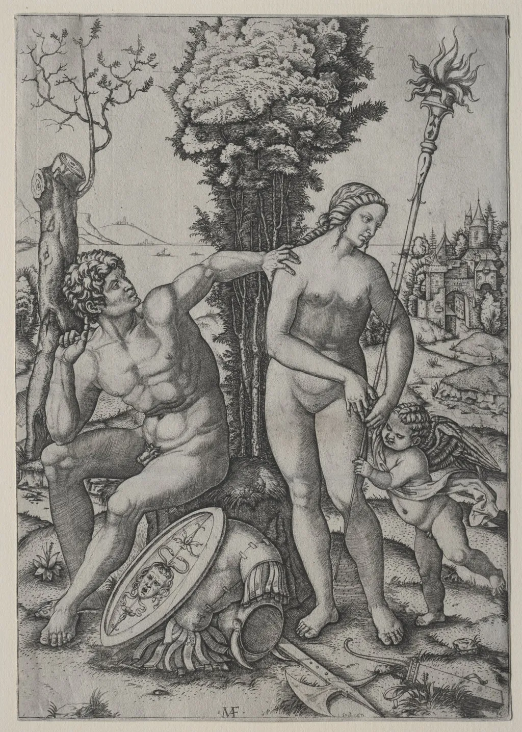 Venus, Mars and Cupid, by Marcantonio Raimondi, 1508