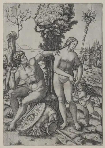Venus, Mars and Cupid, by Marcantonio Raimondi, 1508