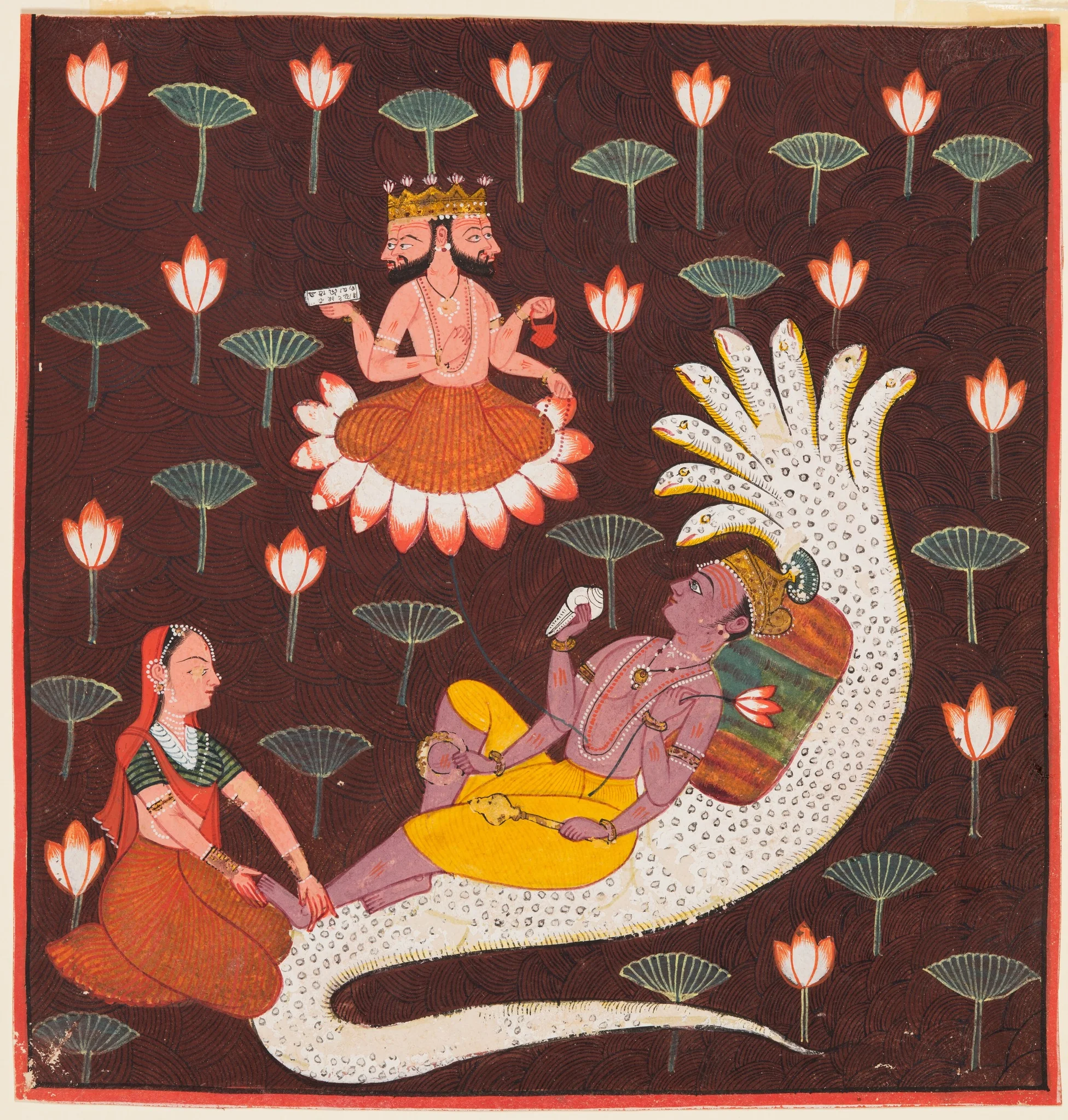 Vishnu on Ananta, the Endless Serpent, detail