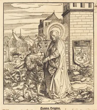 Saint Brigitta, by Leonhard Beck, ink, 1517