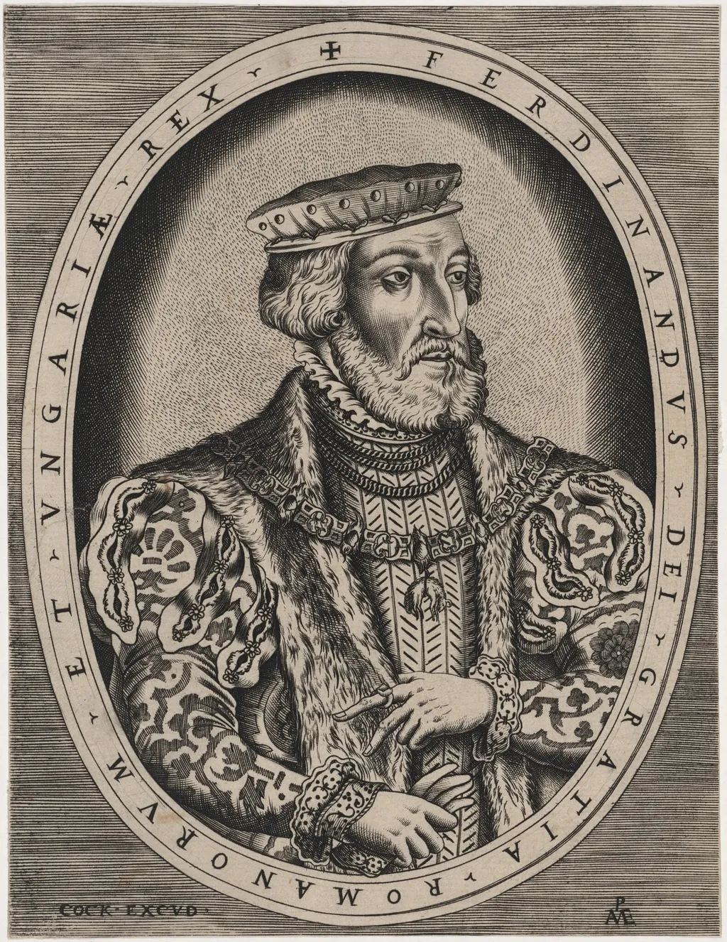 Ferdinand I, Roman Emperor, by Hieronymus Cock, ink, 1540