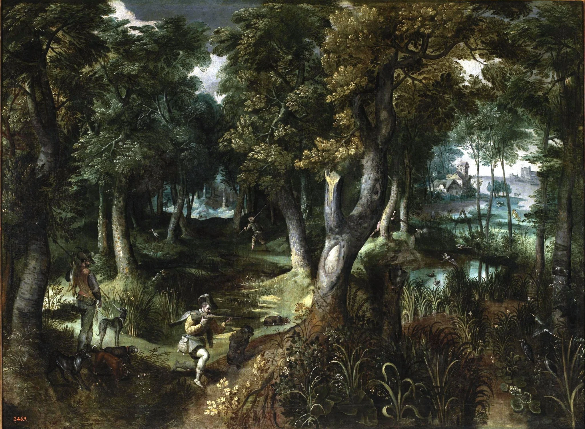 Paisaje con cazadores, detail