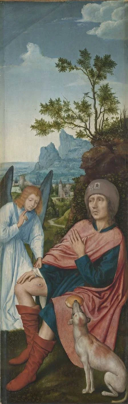 Rem-Altar: Der hl. Rochus mit dem Engel (Rückseite: Hl. Anna Selbdritt), detail
