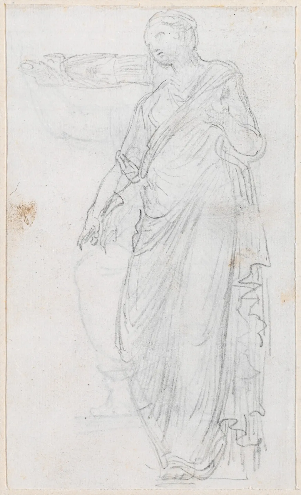 Woman in Toga [verso], by Hubert Robert, graphite, 1760